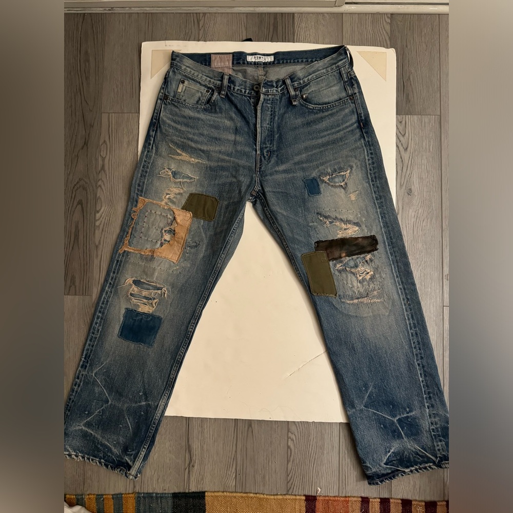 Fdmtl classic fit patch work denim